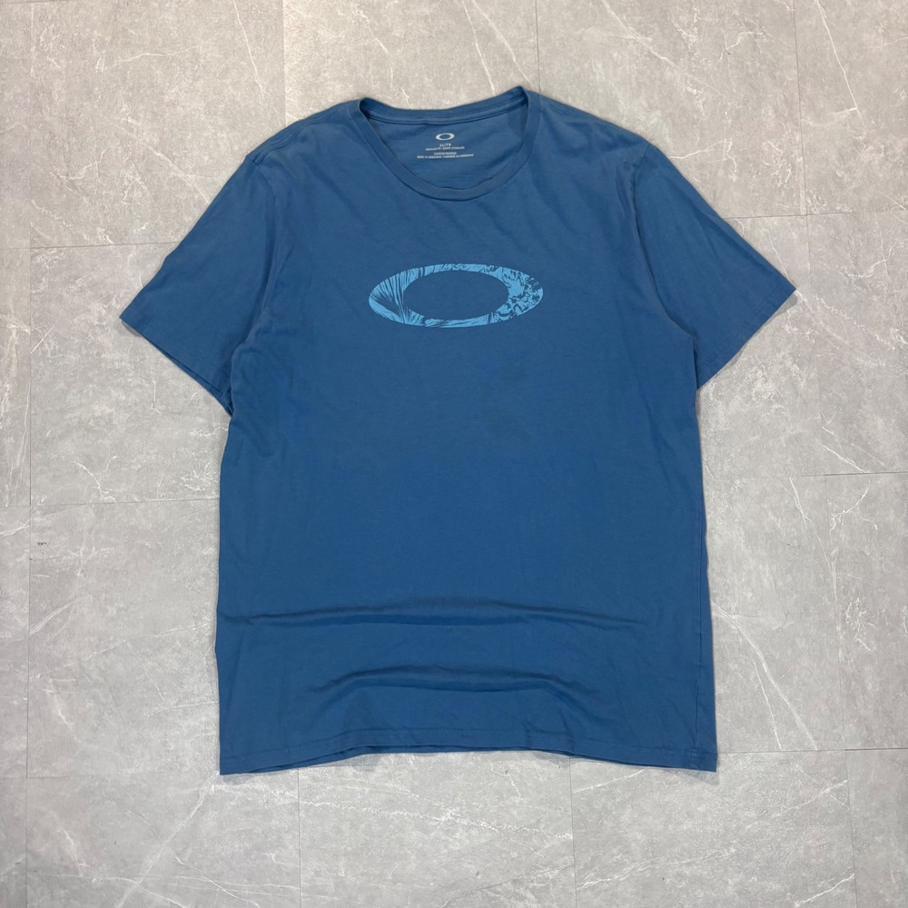 Oakley Mens Ellipse Logo Graphic T-Shirt Blue Regular Fit XL Short Sleeve Tee
